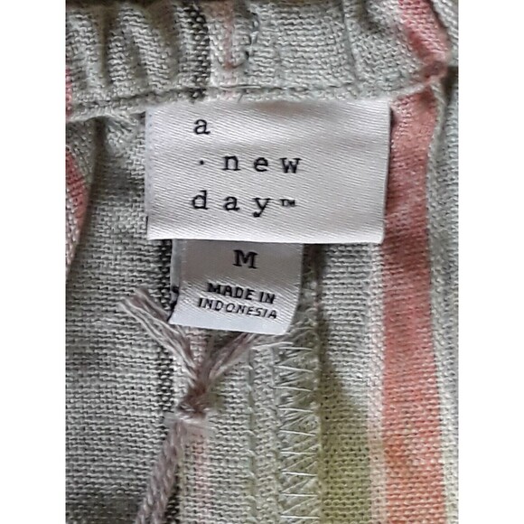 Women's Easy Linen Blend Striped Strappy Dress (M /8-10) "SAGE GREEN COLOR" ~NEW - Picture 4 of 6